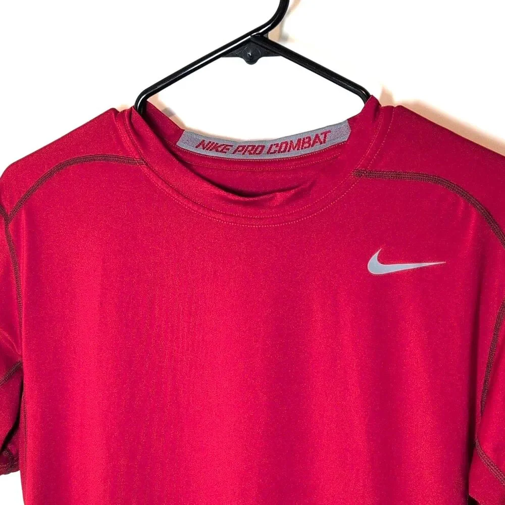 Nike Pro Combat Dri-FIT Moisture Wicking Red T-Shirt Men's Athletic Fit XL